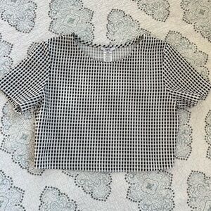 4/$20 🦋 Bar III Black & White Checkered Crop Top Medium